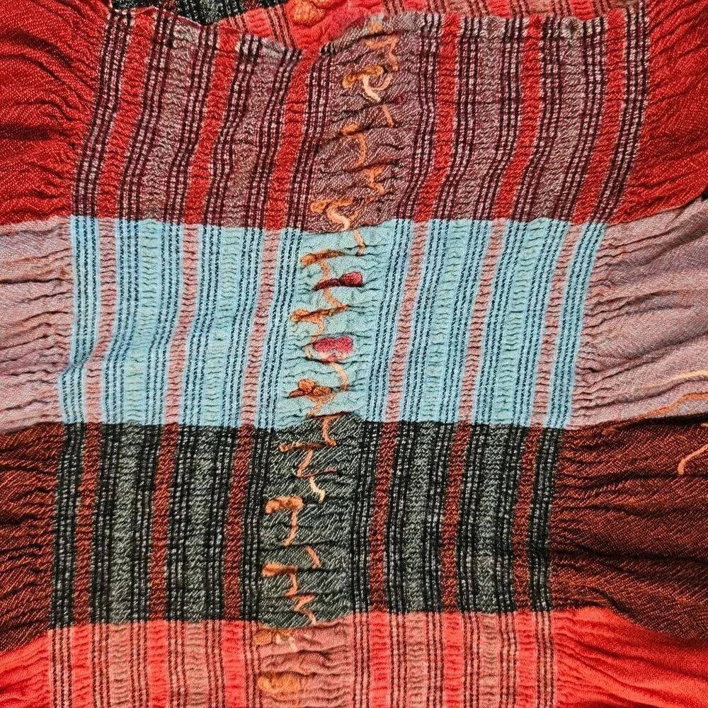 Scarf Shawl Women Multicoloured Patchwork‎ Light Ruffled Embroidery Sun Detail